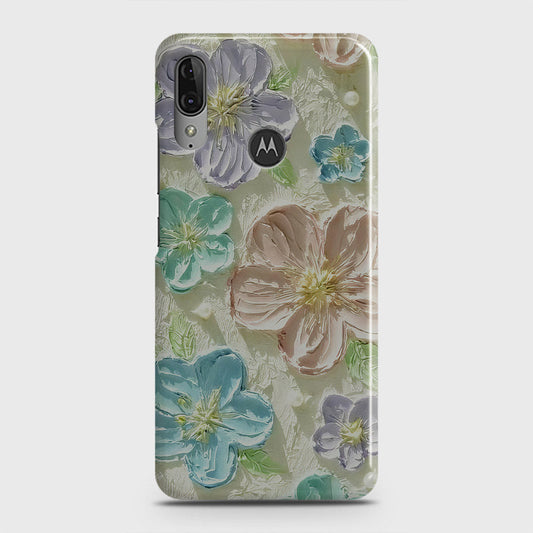 Motorola Moto E6 Plus Cover - Floral Series - Design 14 - Blue & Purple - Matte Finish - Snap On Hard Case with LifeTime Colors Guarantee