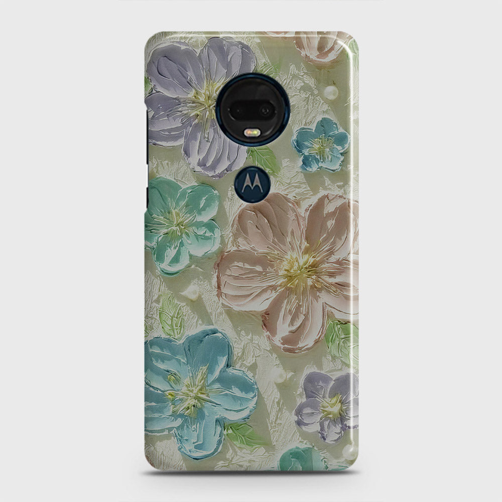 Motorola Moto G7 Plus Cover - Floral Series - Design 14 - Blue & Purple - Matte Finish - Snap On Hard Case with LifeTime Colors Guarantee