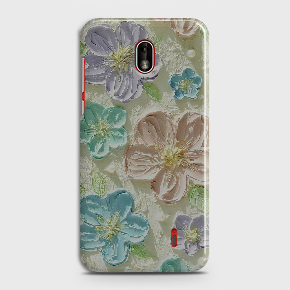 Nokia 1 Plus Cover - Floral Series - Design 14 - Blue & Purple - Matte Finish - Snap On Hard Case with LifeTime Colors Guarantee