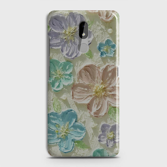 Nokia 3.2 Cover - Floral Series - Design 14 - Blue & Purple - Matte Finish - Snap On Hard Case with LifeTime Colors Guarantee