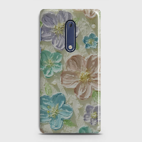 Nokia 5 Cover - Floral Series - Design 14 - Blue & Purple - Matte Finish - Snap On Hard Case with LifeTime Colors Guarantee