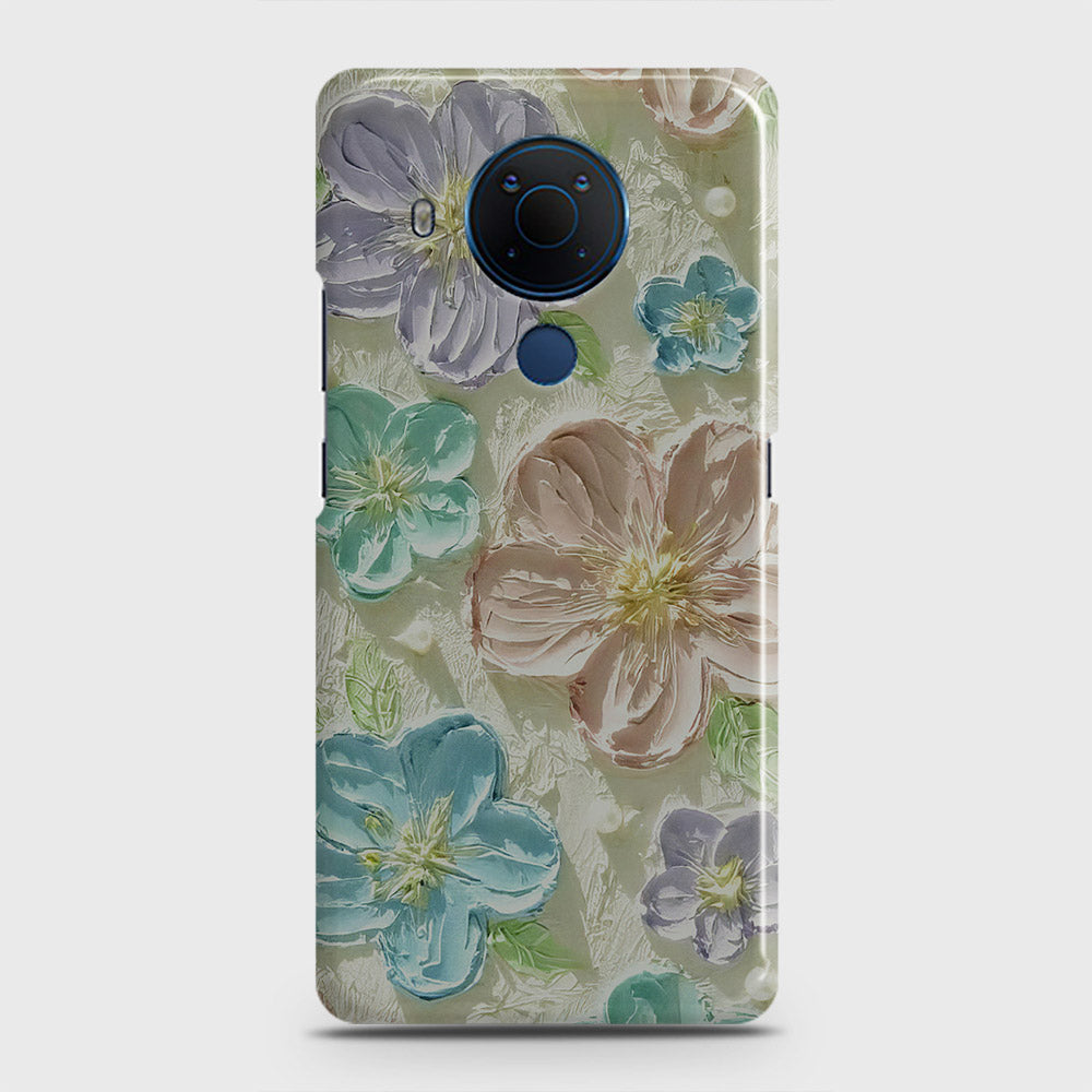 Nokia 5.4 Cover - Floral Series - Design 14 - Blue & Purple - Matte Finish - Snap On Hard Case with LifeTime Colors Guarantee