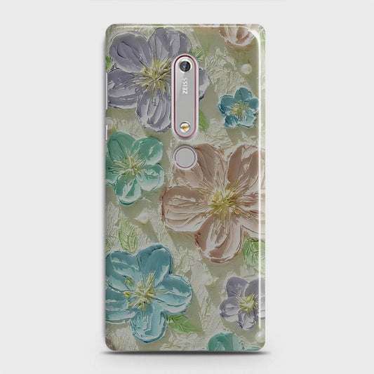 Nokia 6.1 Cover - Floral Series - Design 14 - Blue & Purple - Matte Finish - Snap On Hard Case with LifeTime Colors Guarantee