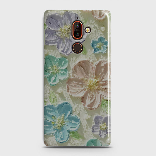 Nokia 7 Plus Cover - Floral Series - Design 14 - Blue & Purple - Matte Finish - Snap On Hard Case with LifeTime Colors Guarantee