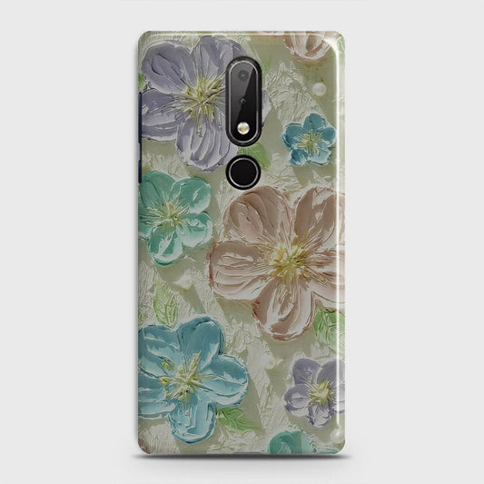 Nokia 7.1 Cover - Floral Series - Design 14 - Blue & Purple - Matte Finish - Snap On Hard Case with LifeTime Colors Guarantee