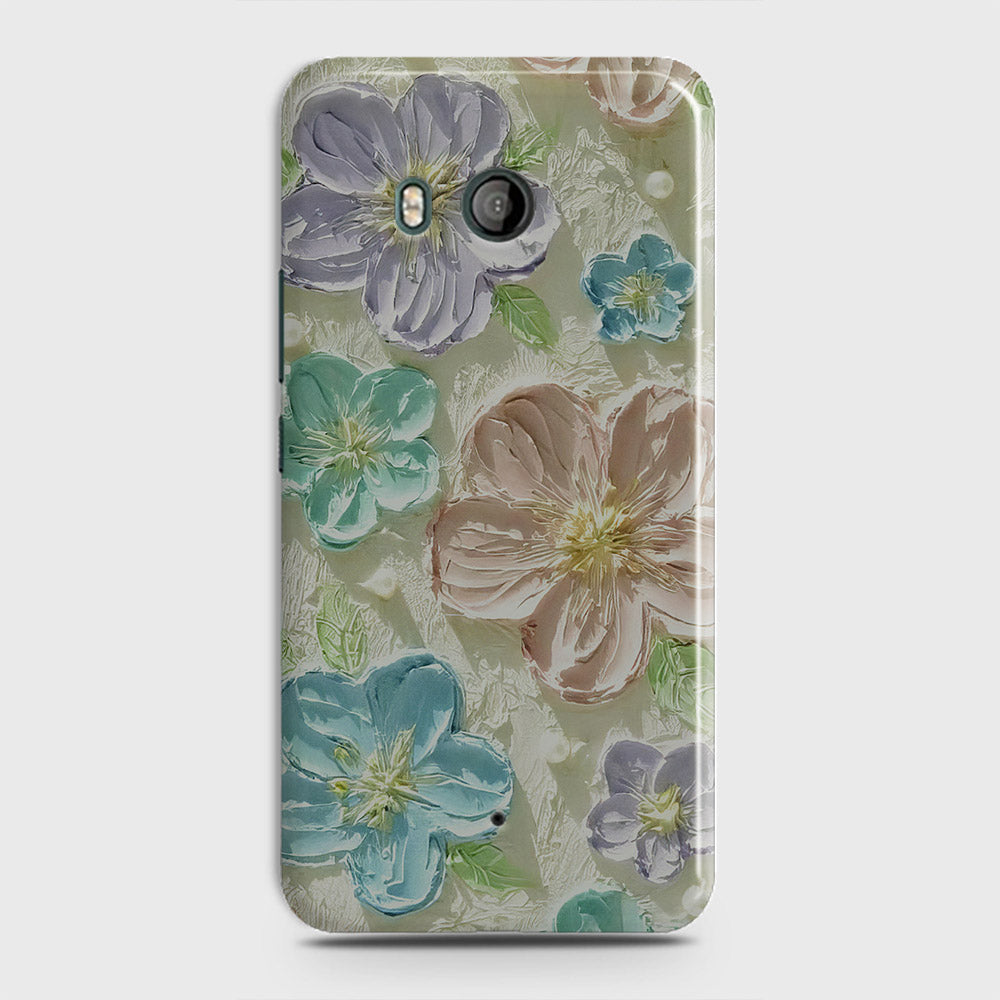 HTC U11  Cover - Floral Series - Design 14 - Blue & Purple - Matte Finish - Snap On Hard Case with LifeTime Colors Guarantee