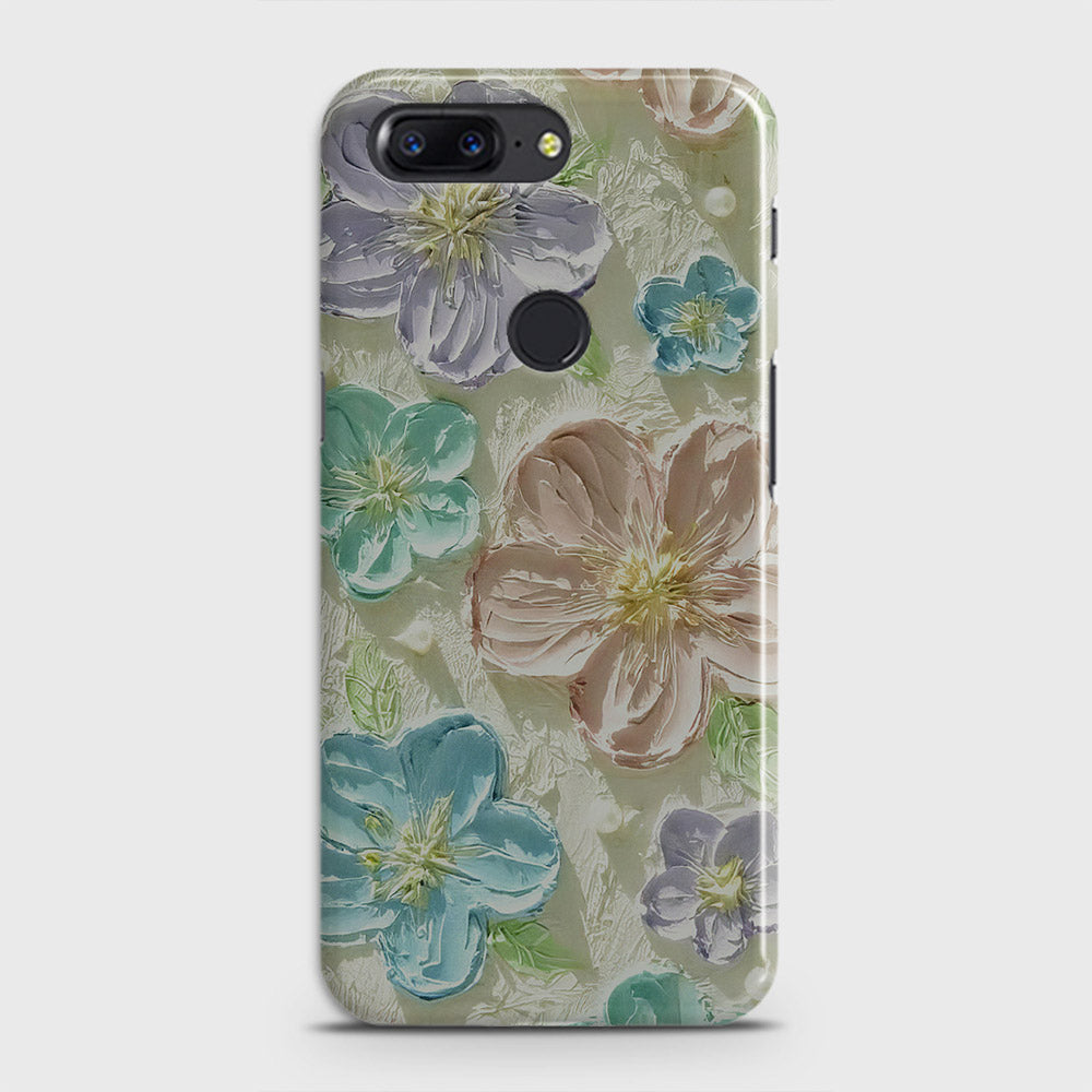 OnePlus 5T  Cover - Floral Series - Design 14 - Blue & Purple - Matte Finish - Snap On Hard Case with LifeTime Colors Guarantee