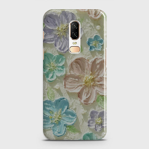 OnePlus 6  Cover - Floral Series - Design 14 - Blue & Purple - Matte Finish - Snap On Hard Case with LifeTime Colors Guarantee