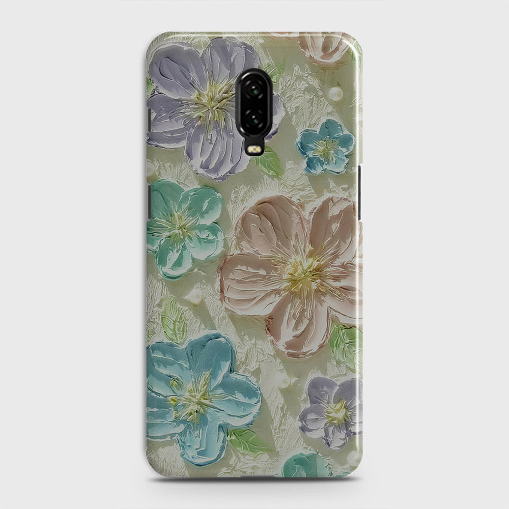 OnePlus 6T  Cover - Floral Series - Design 14 - Blue & Purple - Matte Finish - Snap On Hard Case with LifeTime Colors Guarantee