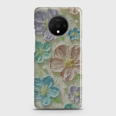 OnePlus 7T Cover - Floral Series - Design 14 - Blue & Purple - Matte Finish - Snap On Hard Case with LifeTime Colors Guarantee