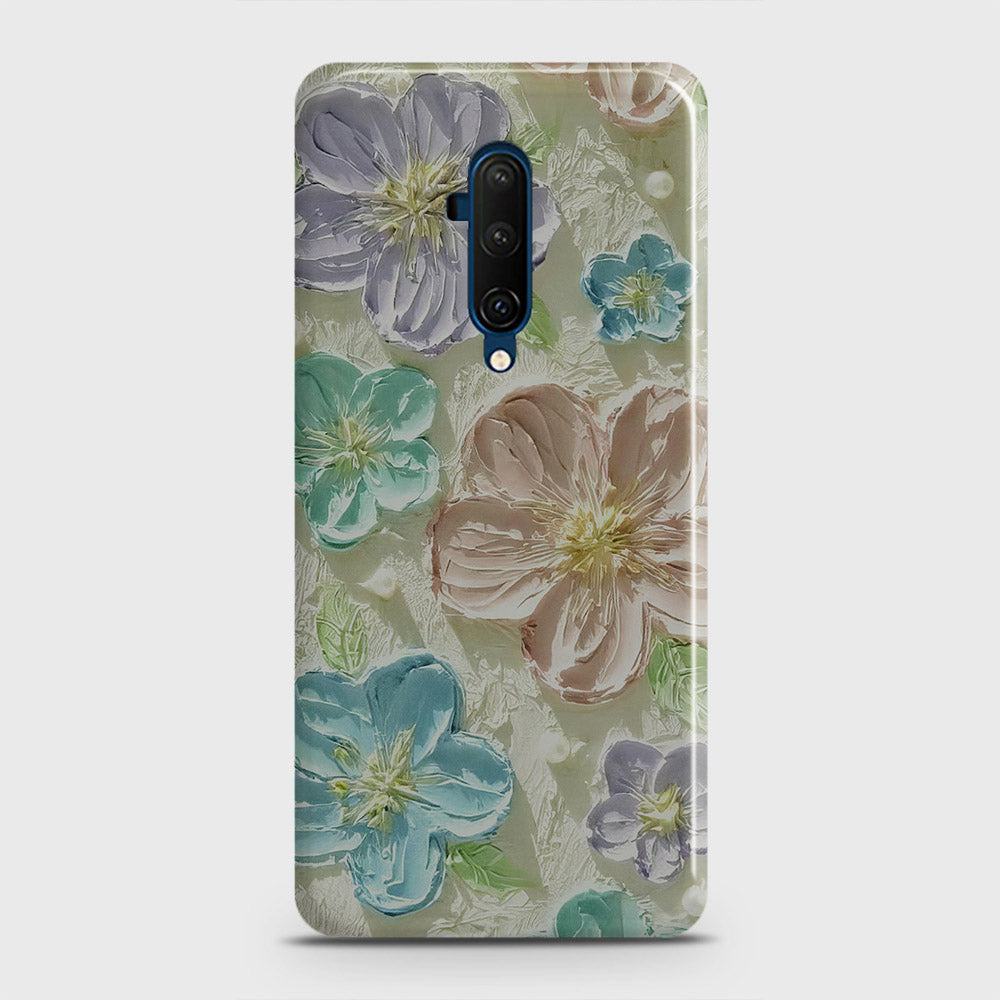 OnePlus 7T Pro  Cover - Floral Series - Design 14 - Blue & Purple - Matte Finish - Snap On Hard Case with LifeTime Colors Guarantee