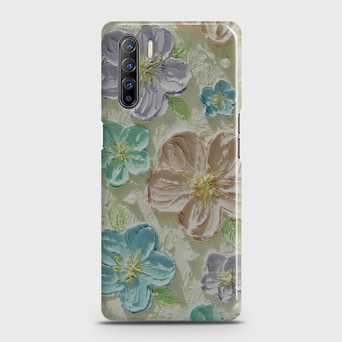 Oppo F15 Cover - Floral Series - Design 14 - Blue & Purple - Matte Finish - Snap On Hard Case with LifeTime Colors Guarantee