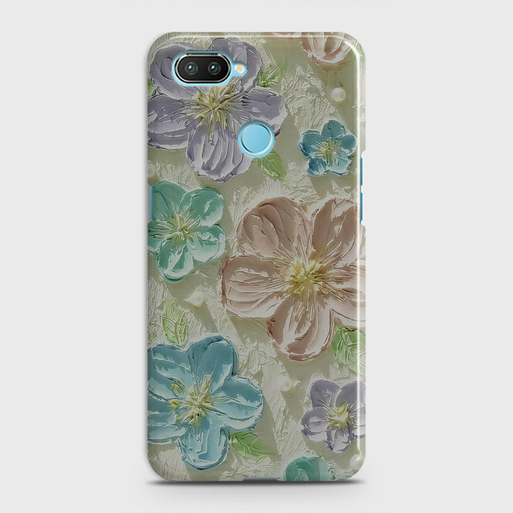 Realme 2 Cover - Floral Series - Design 14 - Blue & Purple - Matte Finish - Snap On Hard Case with LifeTime Colors Guarantee