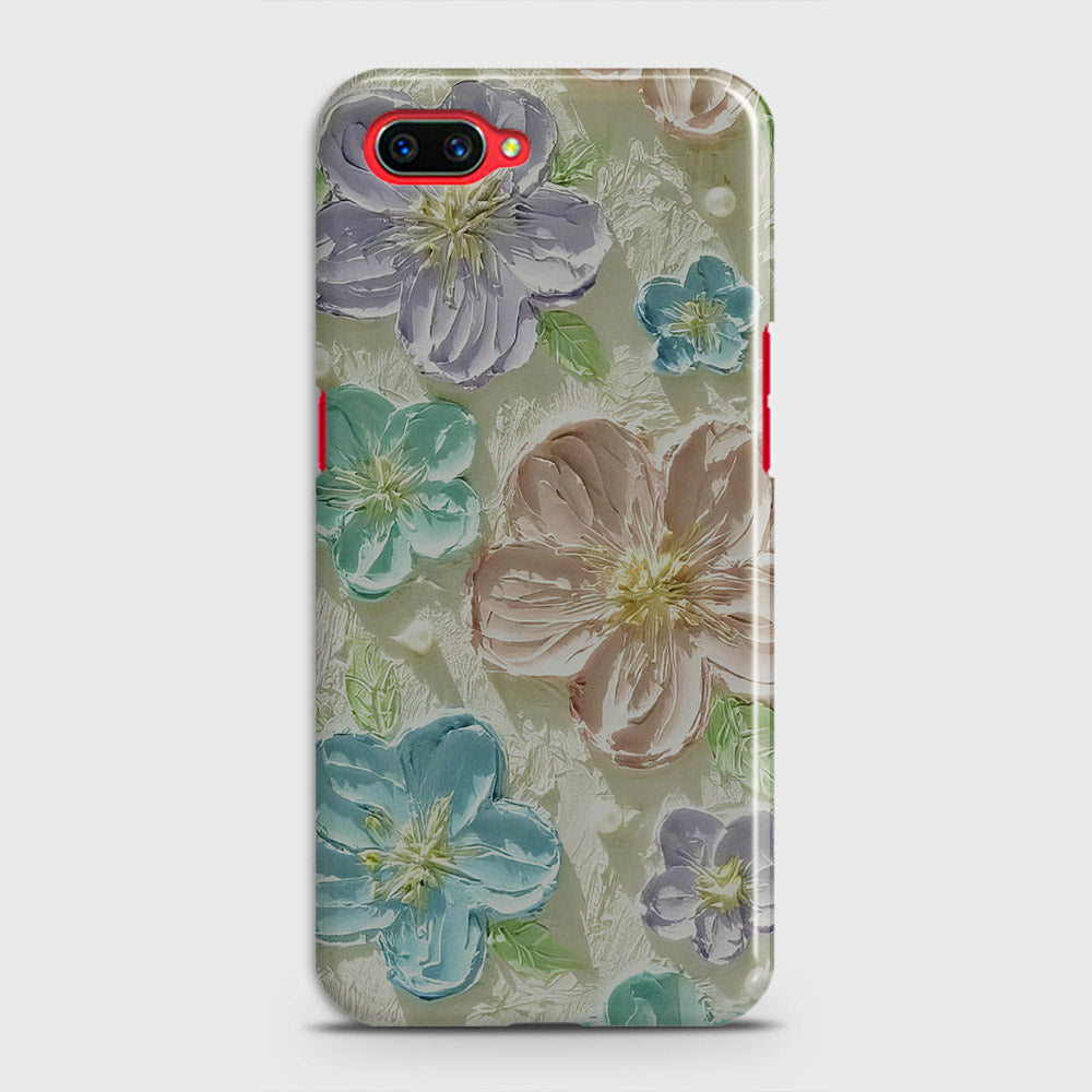 Realme C1 Cover - Floral Series - Design 14 - Blue & Purple - Matte Finish - Snap On Hard Case with LifeTime Colors Guarantee