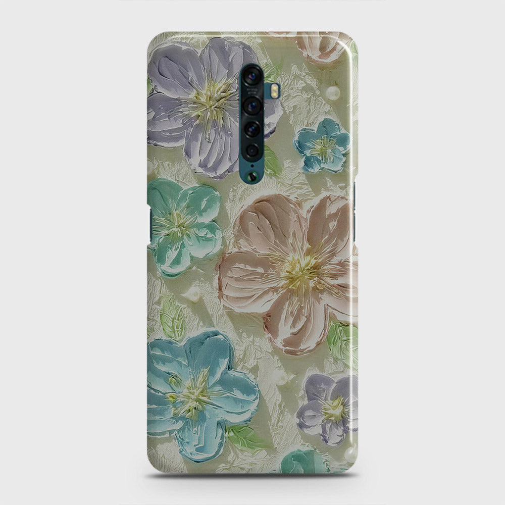 Oppo Reno 2 Cover - Floral Series - Design 14 - Blue & Purple - Matte Finish - Snap On Hard Case with LifeTime Colors Guarantee