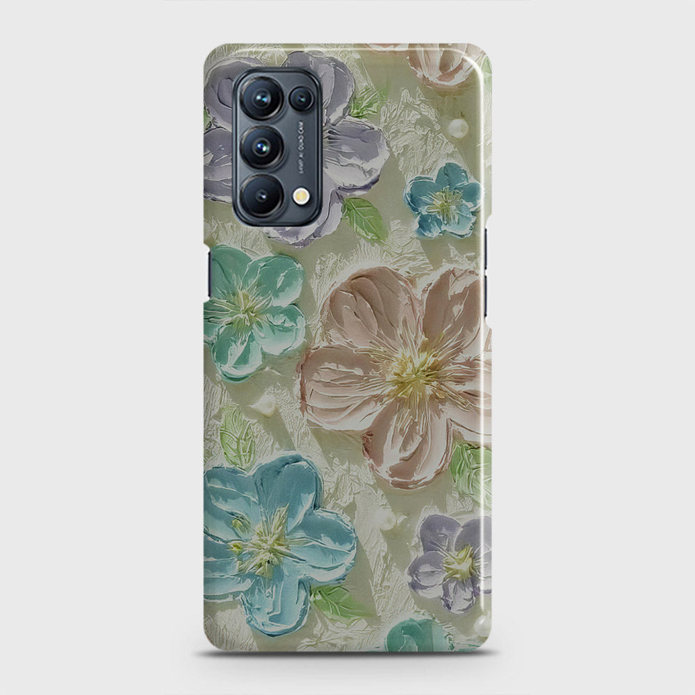 Oppo Reno 5 Pro 5G Cover - Floral Series - Design 14 - Blue & Purple - Matte Finish - Snap On Hard Case with LifeTime Colors Guarantee