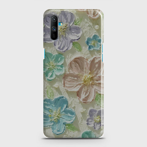 Realme C3 Cover - Floral Series - Design 14 - Blue & Purple - Matte Finish - Snap On Hard Case with LifeTime Colors Guarantee