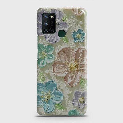 Realme 7i Cover - Floral Series - Design 14 - Blue & Purple - Matte Finish - Snap On Hard Case with LifeTime Colors Guarantee