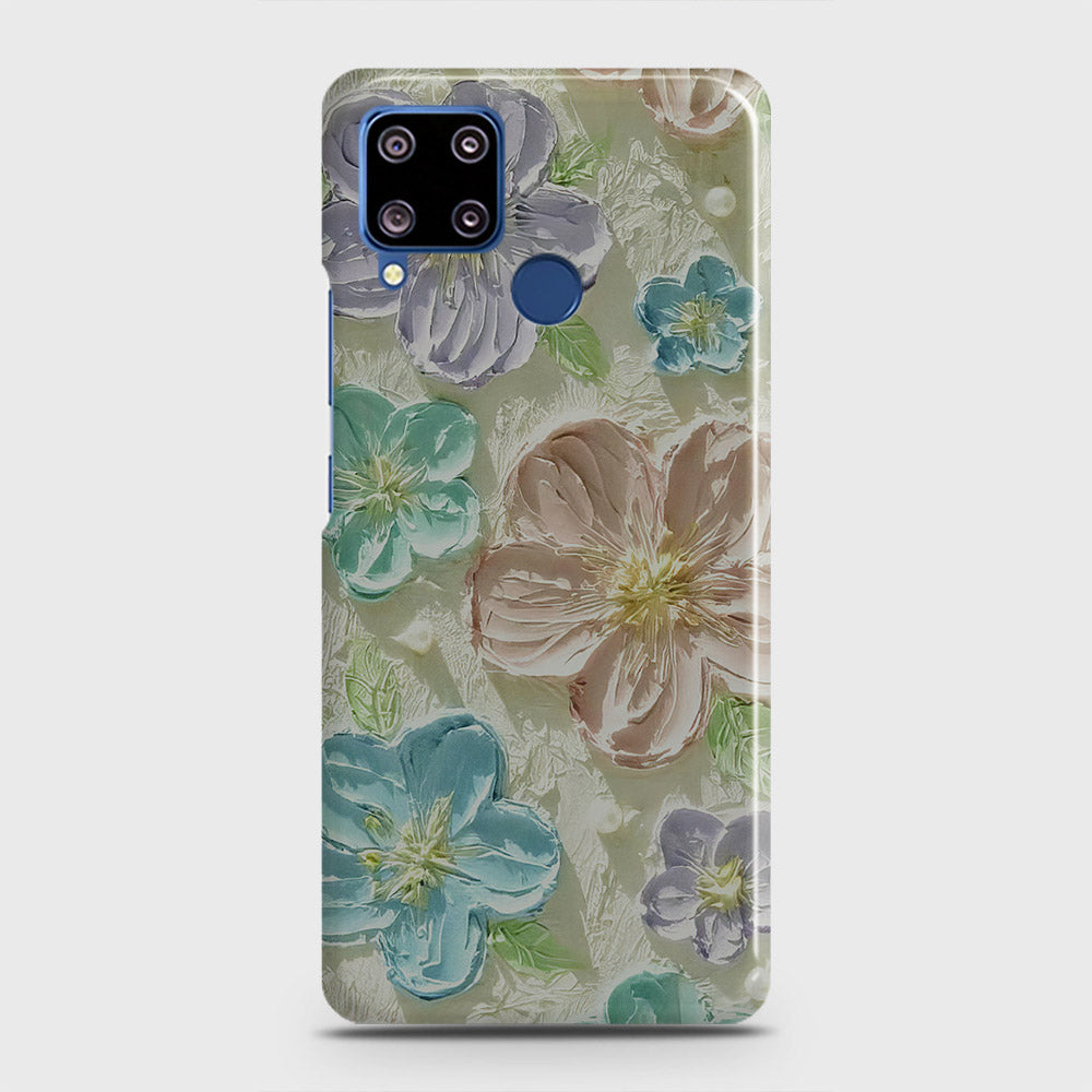 Realme C15 Cover - Floral Series - Design 14 - Blue & Purple - Matte Finish - Snap On Hard Case with LifeTime Colors Guarantee