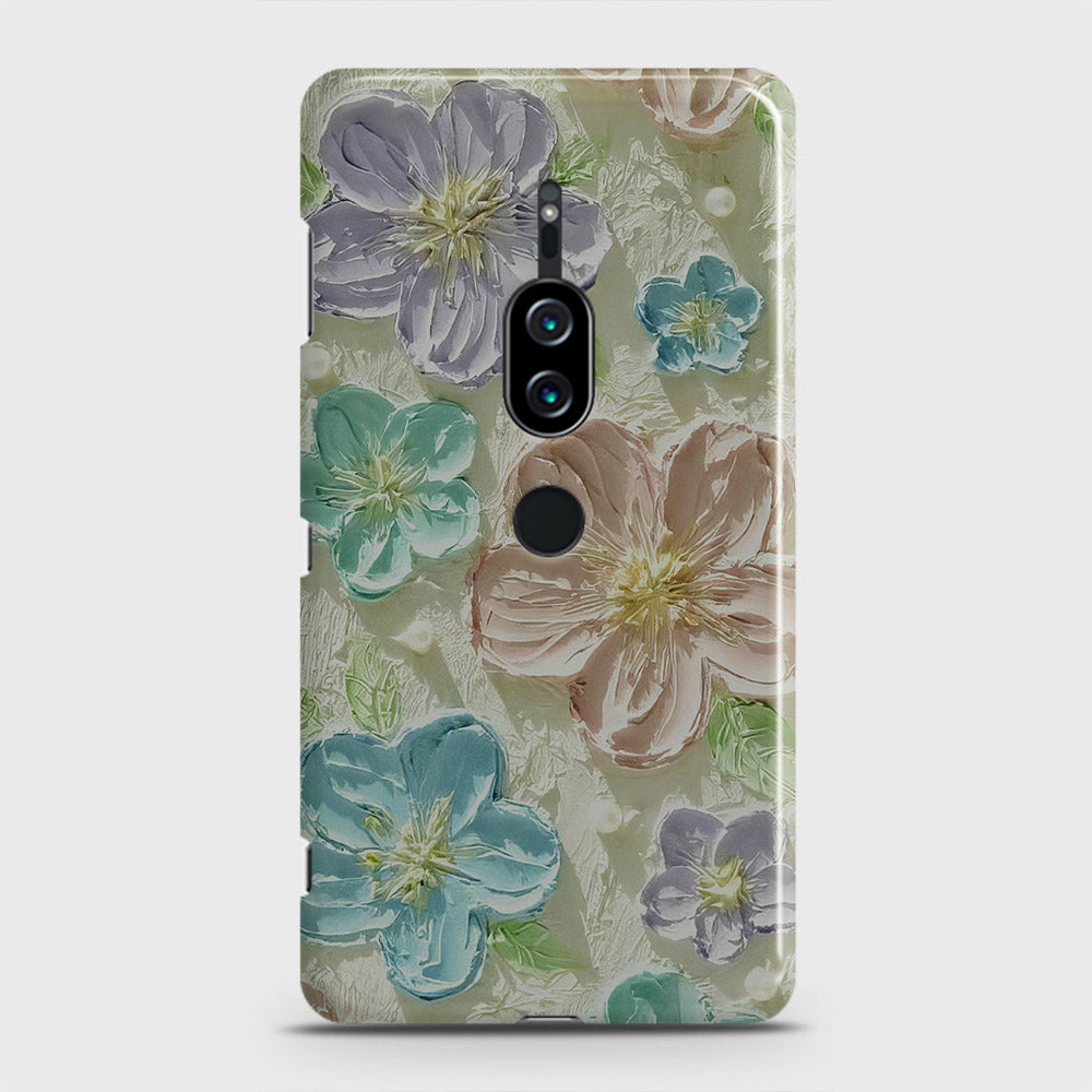 Sony Xperia XZ2 Premium Cover - Floral Series - Design 14 - Blue & Purple - Matte Finish - Snap On Hard Case with LifeTime Colors Guarantee