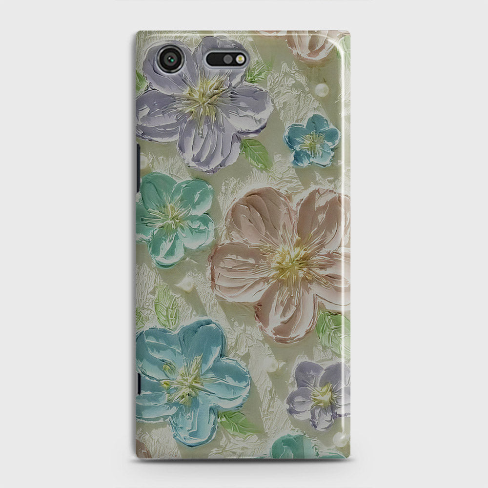 Sony Xperia XZ Premium Cover - Floral Series - Design 14 - Blue & Purple - Matte Finish - Snap On Hard Case with LifeTime Colors Guarantee