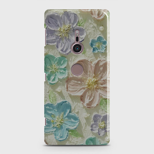 Sony Xperia XZ2 Cover - Floral Series - Design 14 - Blue & Purple - Matte Finish - Snap On Hard Case with LifeTime Colors Guarantee