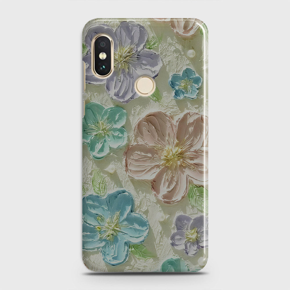 Xiaomi Mi A2 / Mi 6X  Cover - Floral Series - Design 14 - Blue & Purple - Matte Finish - Snap On Hard Case with LifeTime Colors Guarantee