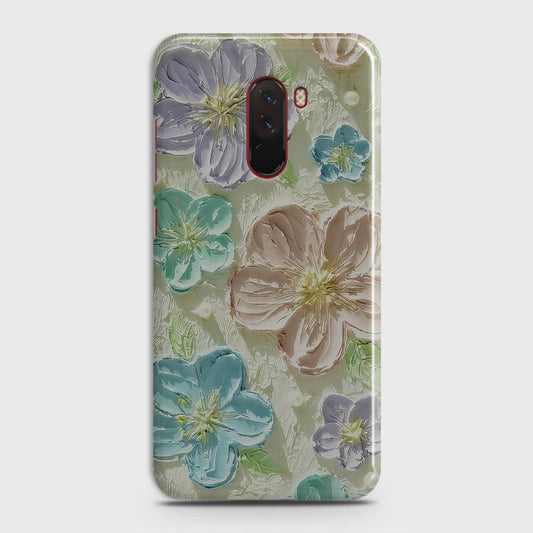 Xiaomi Pocophone F1  Cover - Floral Series - Design 14 - Blue & Purple - Matte Finish - Snap On Hard Case with LifeTime Colors Guarantee