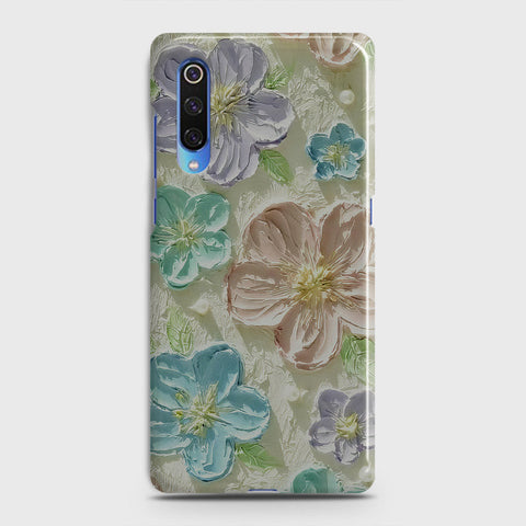 Xiaomi Mi 9 Cover - Floral Series - Design 14 - Blue & Purple - Matte Finish - Snap On Hard Case with LifeTime Colors Guarantee