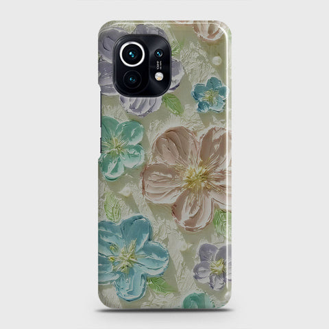 Xiaomi Mi 11 Cover - Floral Series - Design 14 - Blue & Purple - Matte Finish - Snap On Hard Case with LifeTime Colors Guarantee