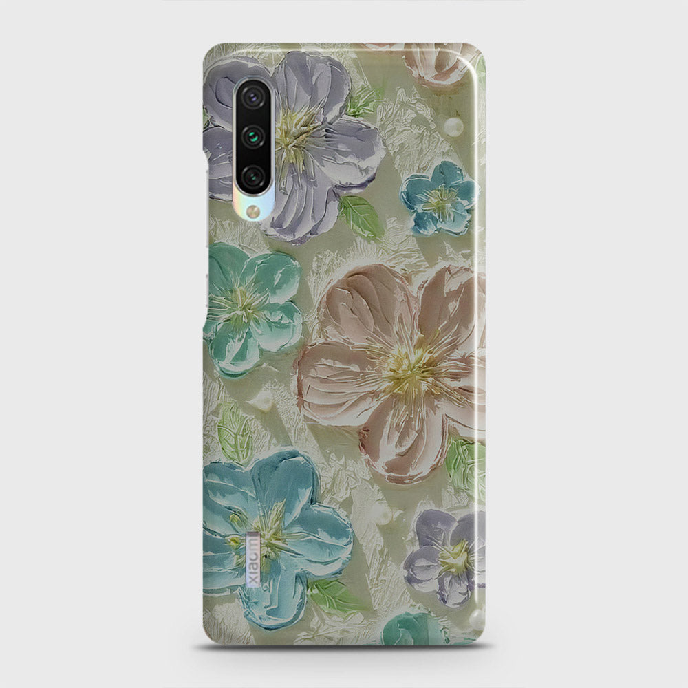 Xiaomi Mi CC9 Cover - Floral Series - Design 14 - Blue & Purple - Matte Finish - Snap On Hard Case with LifeTime Colors Guarantee