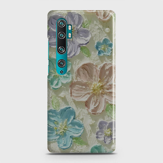 Xiaomi Mi Note 10 Cover - Floral Series - Design 14 - Blue & Purple - Matte Finish - Snap On Hard Case with LifeTime Colors Guarantee