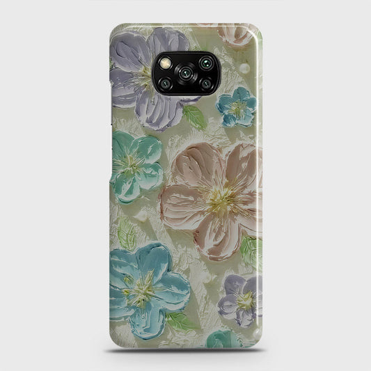 Xiaomi Poco X3 Cover - Floral Series - Design 14 - Blue & Purple - Matte Finish - Snap On Hard Case with LifeTime Colors Guarantee