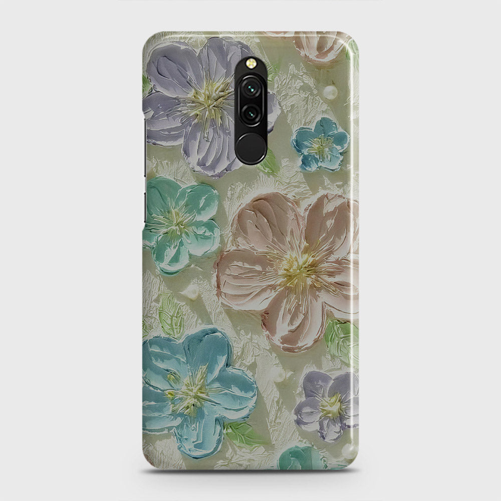 Xiaomi Redmi 8 Cover - Floral Series - Design 14 - Blue & Purple - Matte Finish - Snap On Hard Case with LifeTime Colors Guarantee