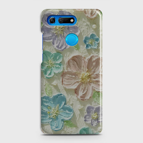 Huawei Honor View 20 Cover - Floral Series - Design 14 - Blue & Purple - Matte Finish - Snap On Hard Case with LifeTime Colors Guarantee