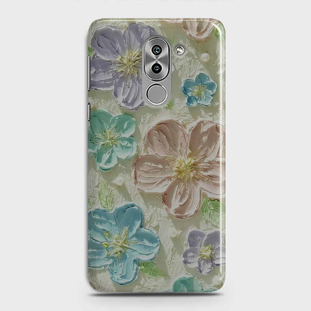 Huawei Honor 6X Cover - Floral Series - Design 14 - Blue & Purple - Matte Finish - Snap On Hard Case with LifeTime Colors Guarantee