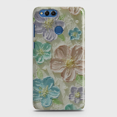 Huawei Honor 7X Cover - Floral Series - Design 14 - Blue & Purple - Matte Finish - Snap On Hard Case with LifeTime Colors Guarantee