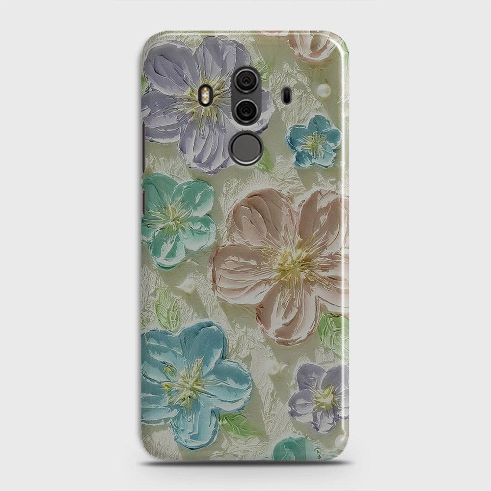 Huawei Mate 10 Pro Cover - Floral Series - Design 14 - Blue & Purple - Matte Finish - Snap On Hard Case with LifeTime Colors Guarantee