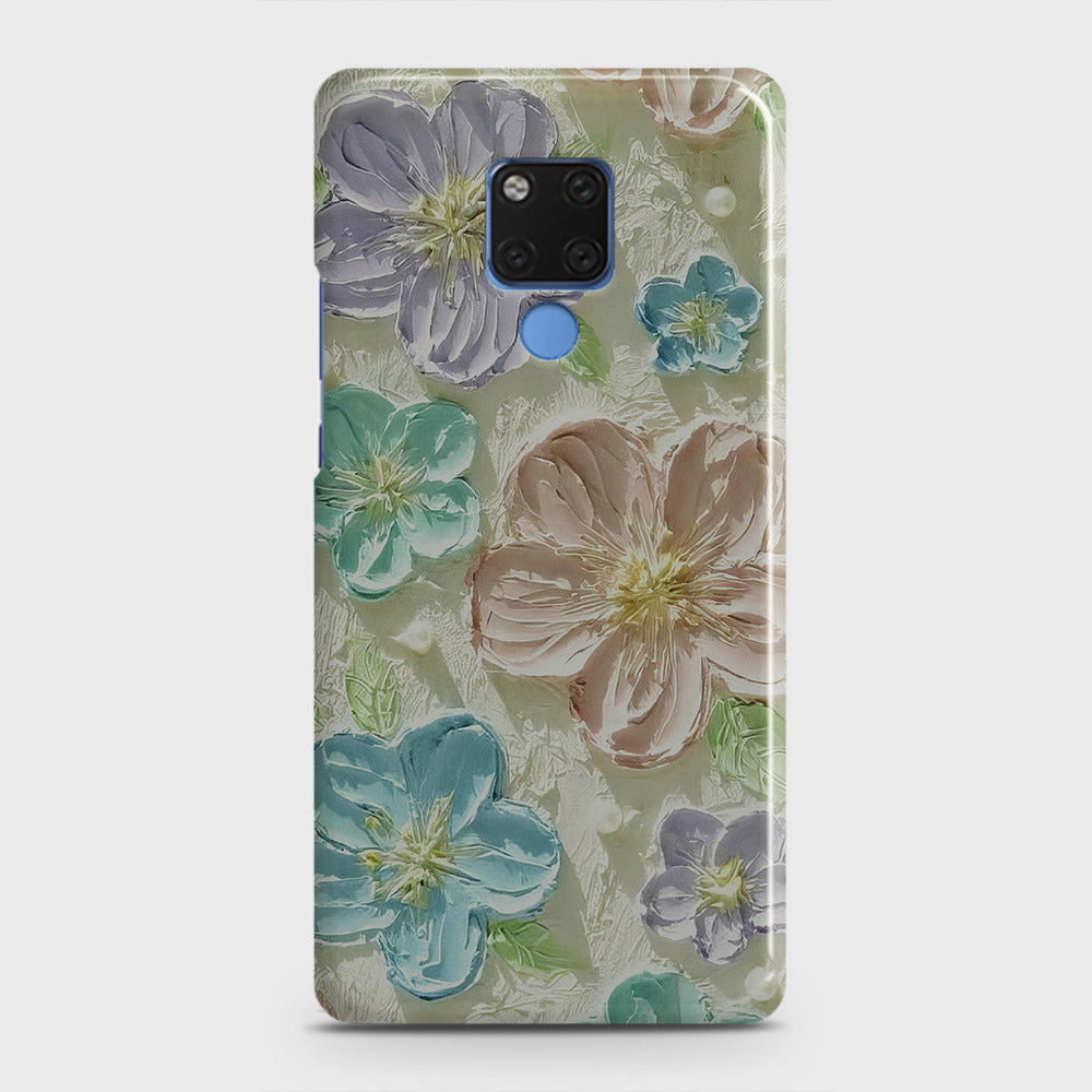 Huawei Mate 20 Cover - Floral Series - Design 14 - Blue & Purple - Matte Finish - Snap On Hard Case with LifeTime Colors Guarantee