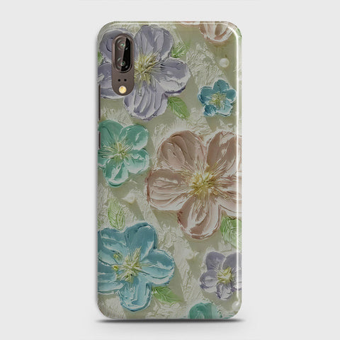 Huawei P20 Cover - Floral Series - Design 14 - Blue & Purple - Matte Finish - Snap On Hard Case with LifeTime Colors Guarantee