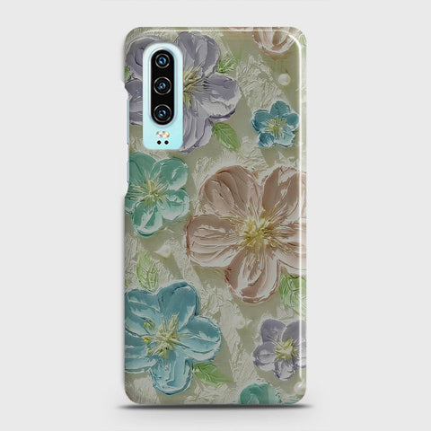 Huawei P30 Cover - Floral Series - Design 14 - Blue & Purple - Matte Finish - Snap On Hard Case with LifeTime Colors Guarantee