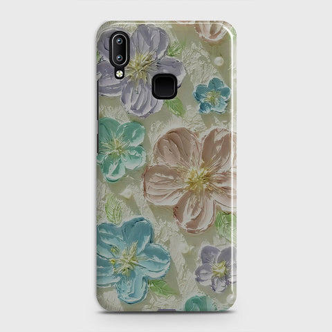 Vivo V11 Cover - Floral Series - Design 14 - Blue & Purple - Matte Finish - Snap On Hard Case with LifeTime Colors Guarantee