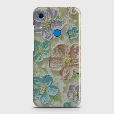 Huawei Y6s 2019 Cover - Floral Series - Design 14 - Blue & Purple - Matte Finish - Snap On Hard Case with LifeTime Colors Guarantee