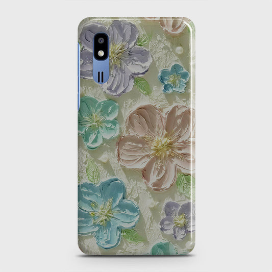 Samsung Galaxy A2 Core Cover - Floral Series - Design 14 - Blue & Purple - Matte Finish - Snap On Hard Case with LifeTime Colors Guarantee