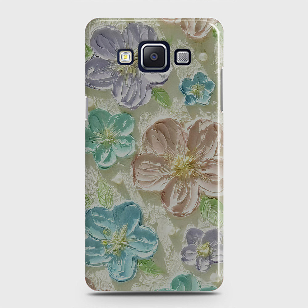 Samsung Galaxy A7 2015 Cover - Floral Series - Design 14 - Blue & Purple - Matte Finish - Snap On Hard Case with LifeTime Colors Guarantee