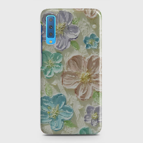 Samsung Galaxy A7 2018 Cover - Floral Series - Design 14 - Blue & Purple - Matte Finish - Snap On Hard Case with LifeTime Colors Guarantee