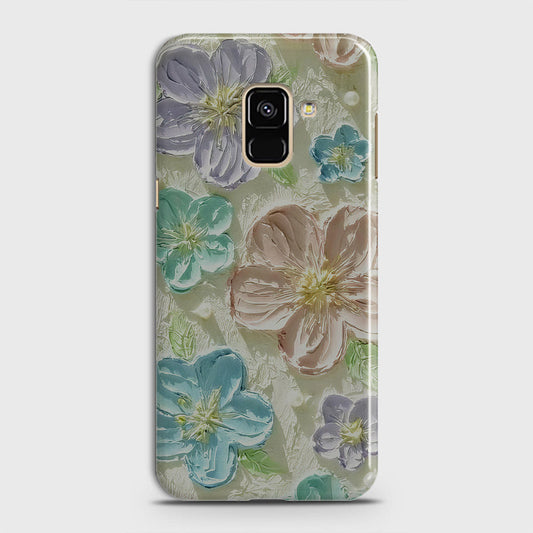 Samsung Galaxy A8 2018 Cover - Floral Series - Design 14 - Blue & Purple - Matte Finish - Snap On Hard Case with LifeTime Colors Guarantee