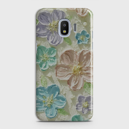 Samsung Galaxy J4 2018 Cover - Floral Series - Design 14 - Blue & Purple - Matte Finish - Snap On Hard Case with LifeTime Colors Guarantee