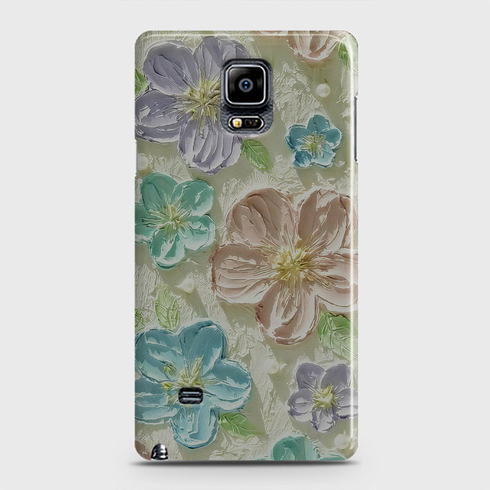 Samsung Galaxy Note 4 Cover - Floral Series - Design 14 - Blue & Purple - Matte Finish - Snap On Hard Case with LifeTime Colors Guarantee