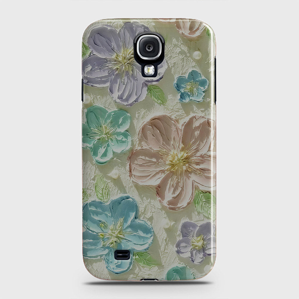 Samsung Galaxy S4 Cover - Floral Series - Design 14 - Blue & Purple - Matte Finish - Snap On Hard Case with LifeTime Colors Guarantee